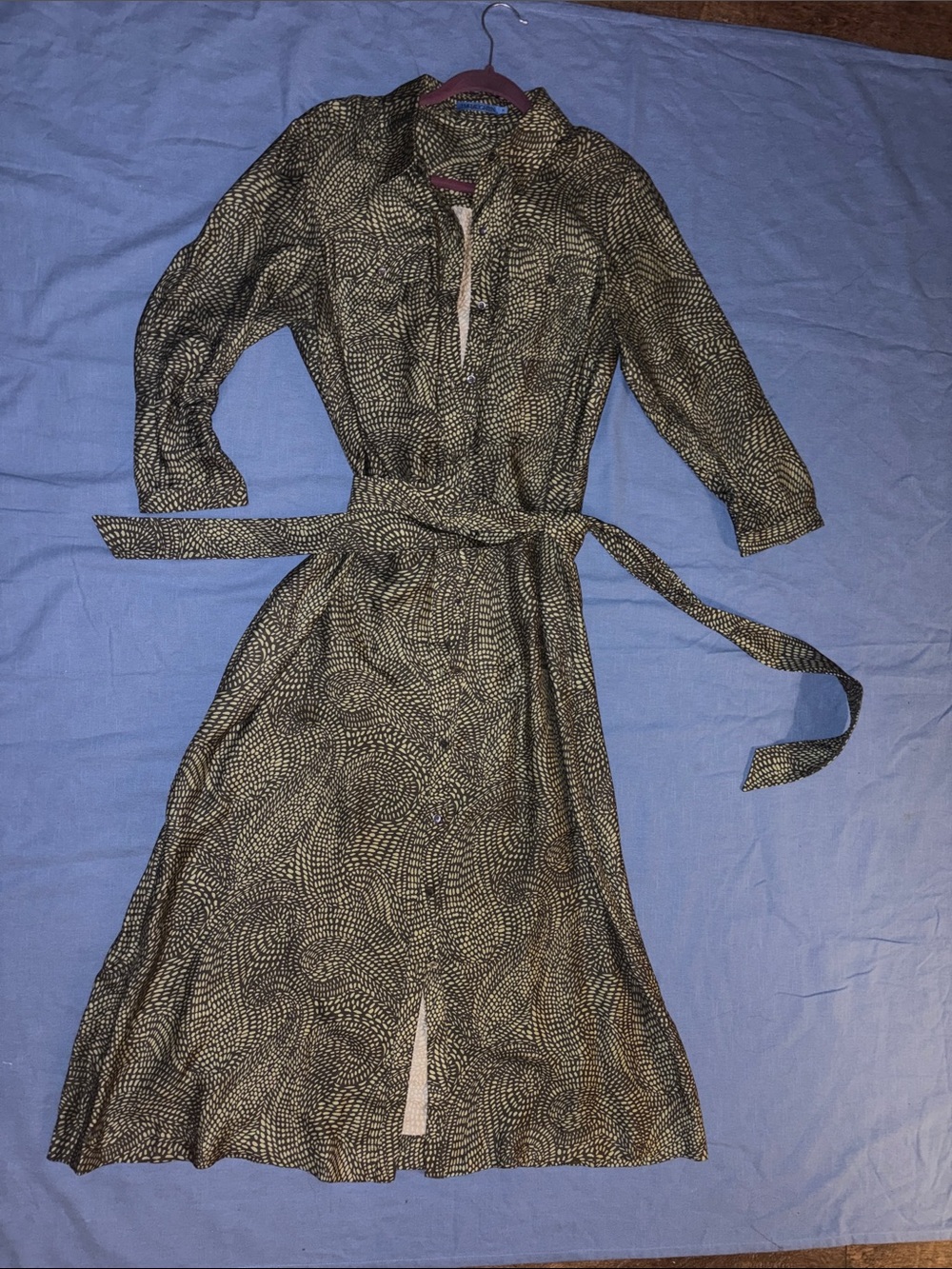 J. McLaughlin Frida Silk-Blend Olive Green Dress Medium
